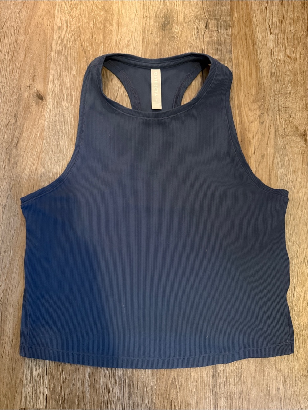 Athleta Navy Ribbed Racerback Crop Tank